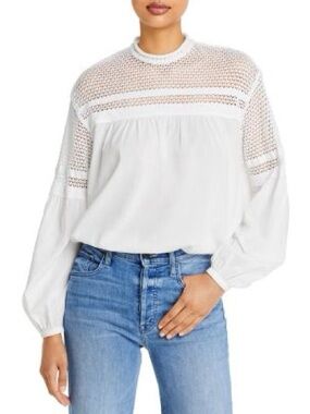 A.L.C. Cream Crochet Knit Blouse